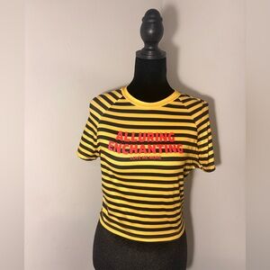 Striped Yellow and Black Women's Top
